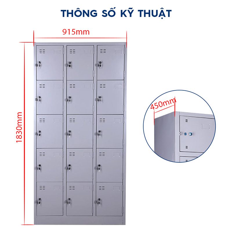 Tủ Sắt Locker Cao Cấp 15 Ngăn SKU: TM32155 Tủ Sắt Locker Cao Cấp 15 Ngăn SKU: TM32155 - Ảnh 2