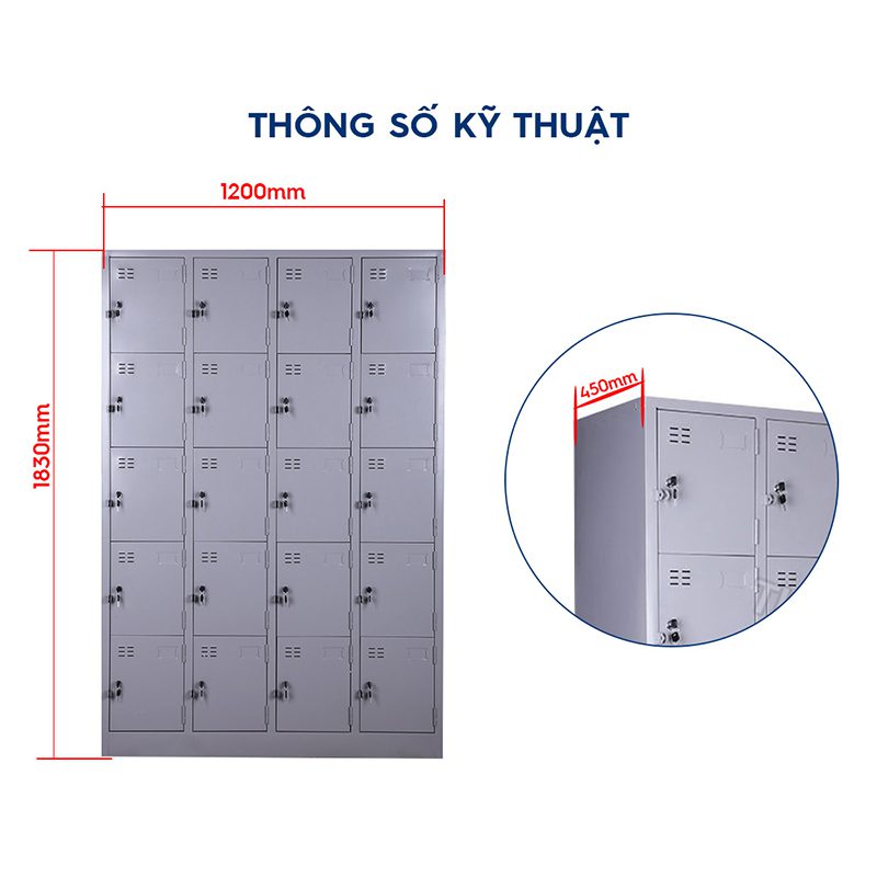 Tủ đựng đồ sắt 20 ngăn thông minh SKU: TM32146 Tủ đựng đồ sắt 20 ngăn thông minh SKU: TM32146 - Ảnh 2