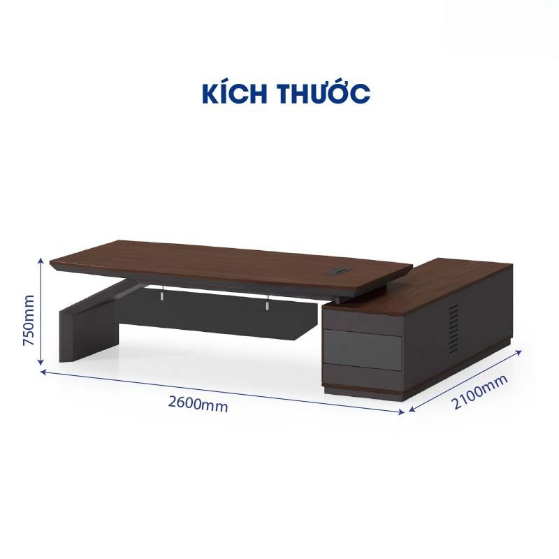 Bàn giám đốc cao cấp 2m6 nhập khẩu ANETO MS36146 Góc nhìn tổng thể sản phẩm