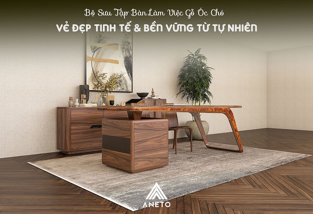 Bàn Làm Việc Gỗ Óc Chó – Vẻ Đẹp Sang Trọng, Tinh Tế Và Bền Vững Từ Tự Nhiên