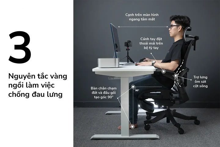 3 Nguyên Tắc Vàng Ngồi Làm Việc Giúp Dân Văn Phòng Hết Đau Lưng
