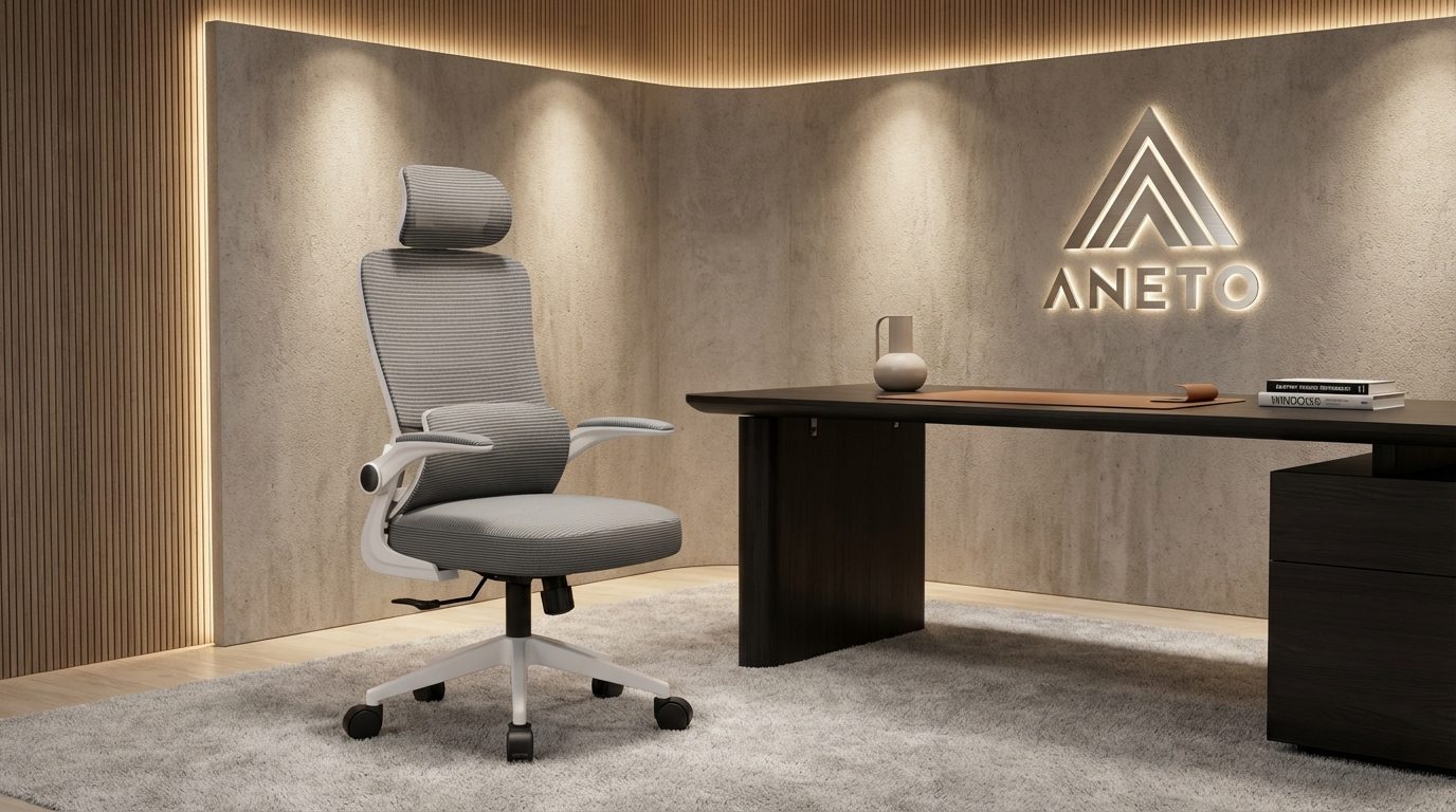 Ghế công thái học Trắng xám ANETO OC0445124 Ghế công thái học Trắng xám ANETO OC0445124