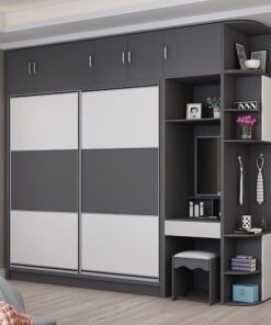 Tủ quần áo lùa hai cánh xám trắng SKU: WA29624