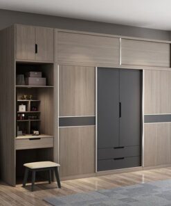 Tủ quần áo cánh lùa WA29638 tiện lợi tích hợp bàn làm việc