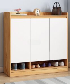 Tủ giày gỗ MDF nâu nhạt - trắng (SG32508)