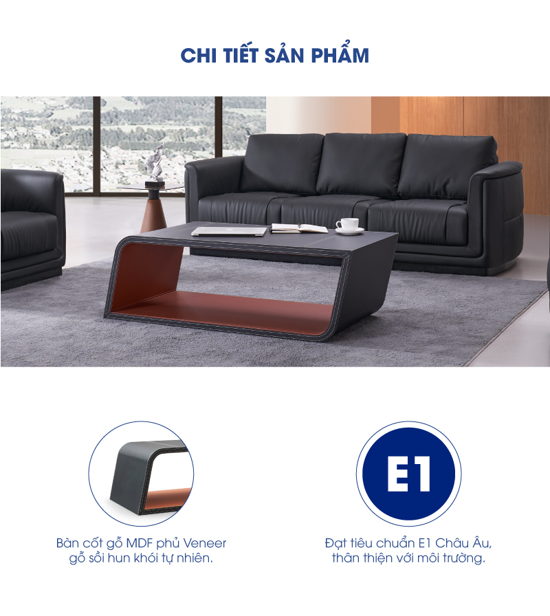 Bàn trà gỗ MDF veneer thời trang Nội thất Sài Gòn GT29827 aneto.vn - Nội Thất Văn Phòng