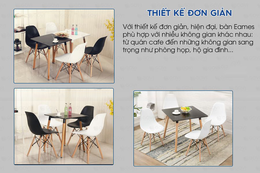Bàn cà phê Eames vuông BB30474 MDF gỗ sồi cao cấp aneto.vn - Nội Thất Văn Phòng