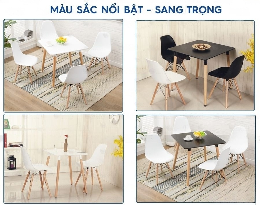 Bàn cà phê Eames vuông BB30474 MDF gỗ sồi cao cấp aneto.vn - Nội Thất Văn Phòng