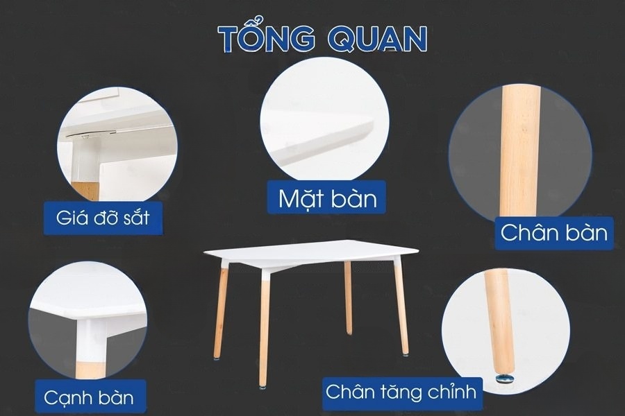 Bàn cà phê Eames Hiện đại Dài 120cm Rộng 80cm - SKU: BB30487 aneto.vn - Nội Thất Văn Phòng