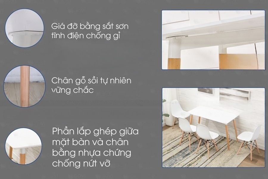 Bàn cà phê Eames Hiện đại Dài 120cm Rộng 80cm - SKU: BB30487 aneto.vn - Nội Thất Văn Phòng