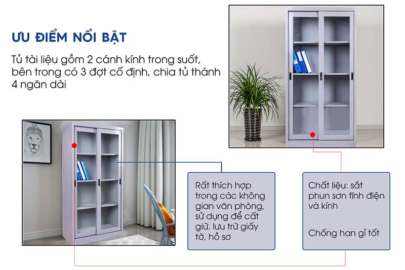 Tủ hồ sơ cánh trượt hiện đại TD32327 aneto.vn - Nội Thất Văn Phòng