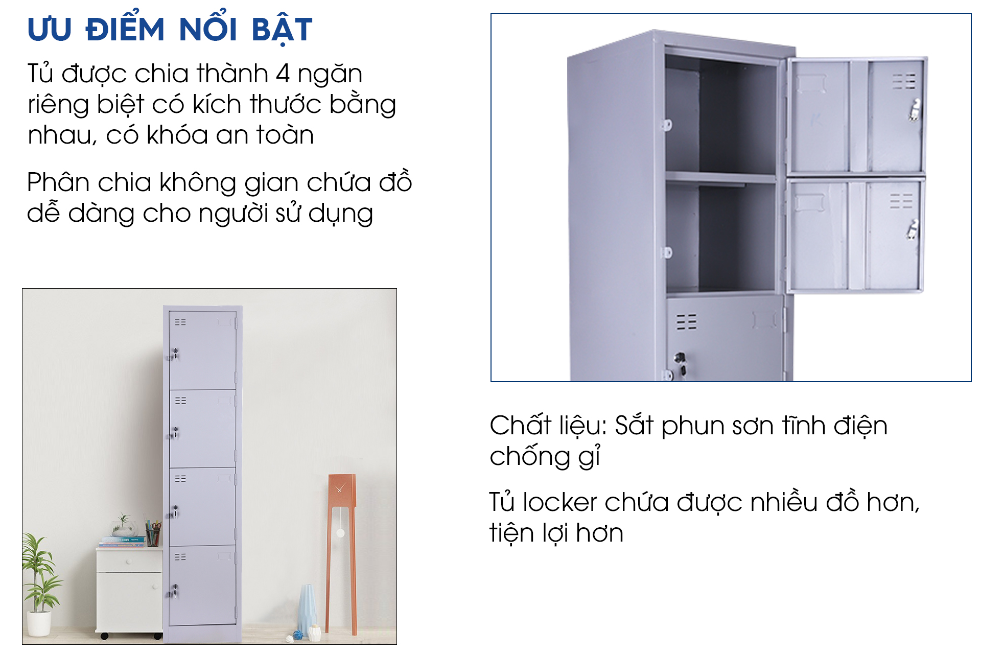 Tủ locker sắt 4 ngăn thông minh LK4C1 - TM32183 aneto.vn - Nội Thất Văn Phòng