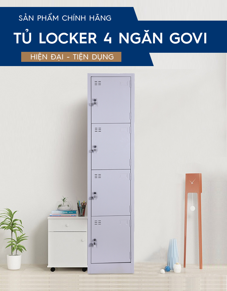 Tủ locker sắt 4 ngăn thông minh LK4C1 - TM32183 aneto.vn - Nội Thất Văn Phòng