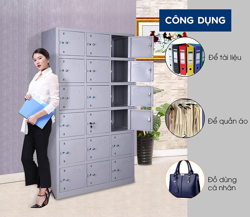 Tủ locker sắt TM32149 18 ngăn cao cấp để đồ văn phòng Sài Gòn aneto.vn - Nội Thất Văn Phòng