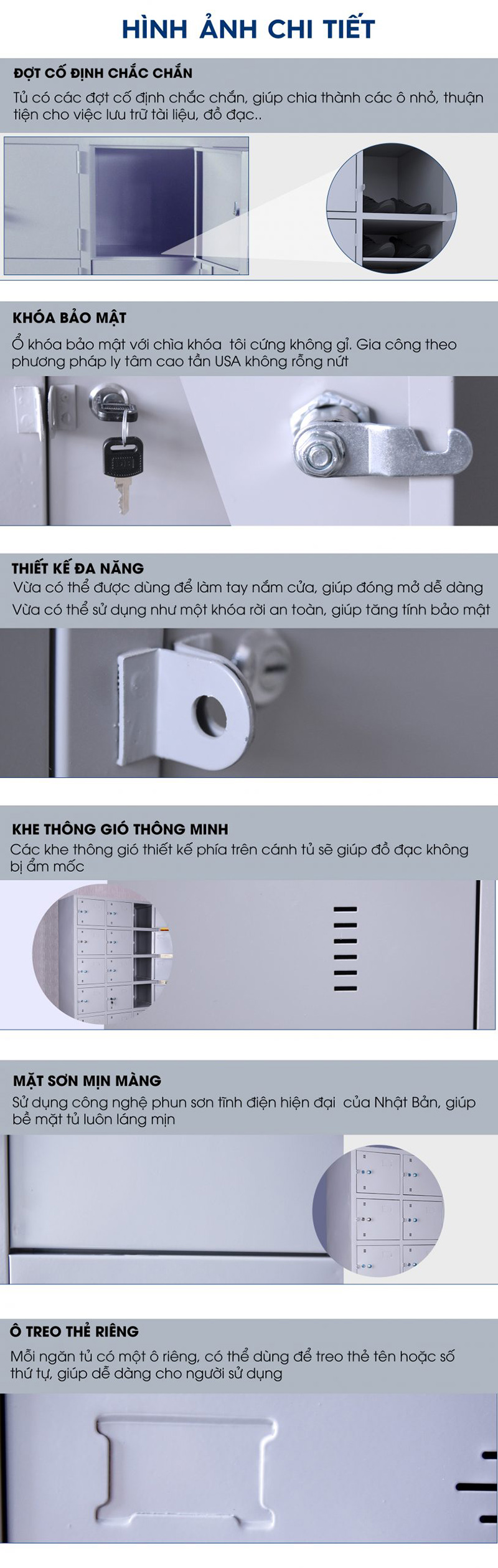 Tủ locker sắt TM32149 18 ngăn cao cấp để đồ văn phòng Sài Gòn aneto.vn - Nội Thất Văn Phòng