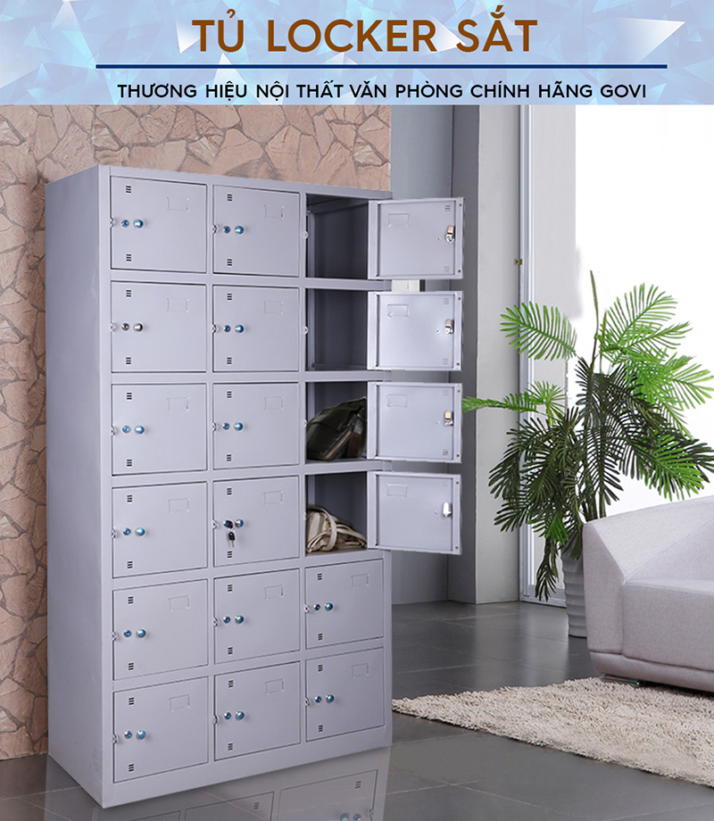 Tủ locker sắt TM32149 18 ngăn cao cấp để đồ văn phòng Sài Gòn aneto.vn - Nội Thất Văn Phòng