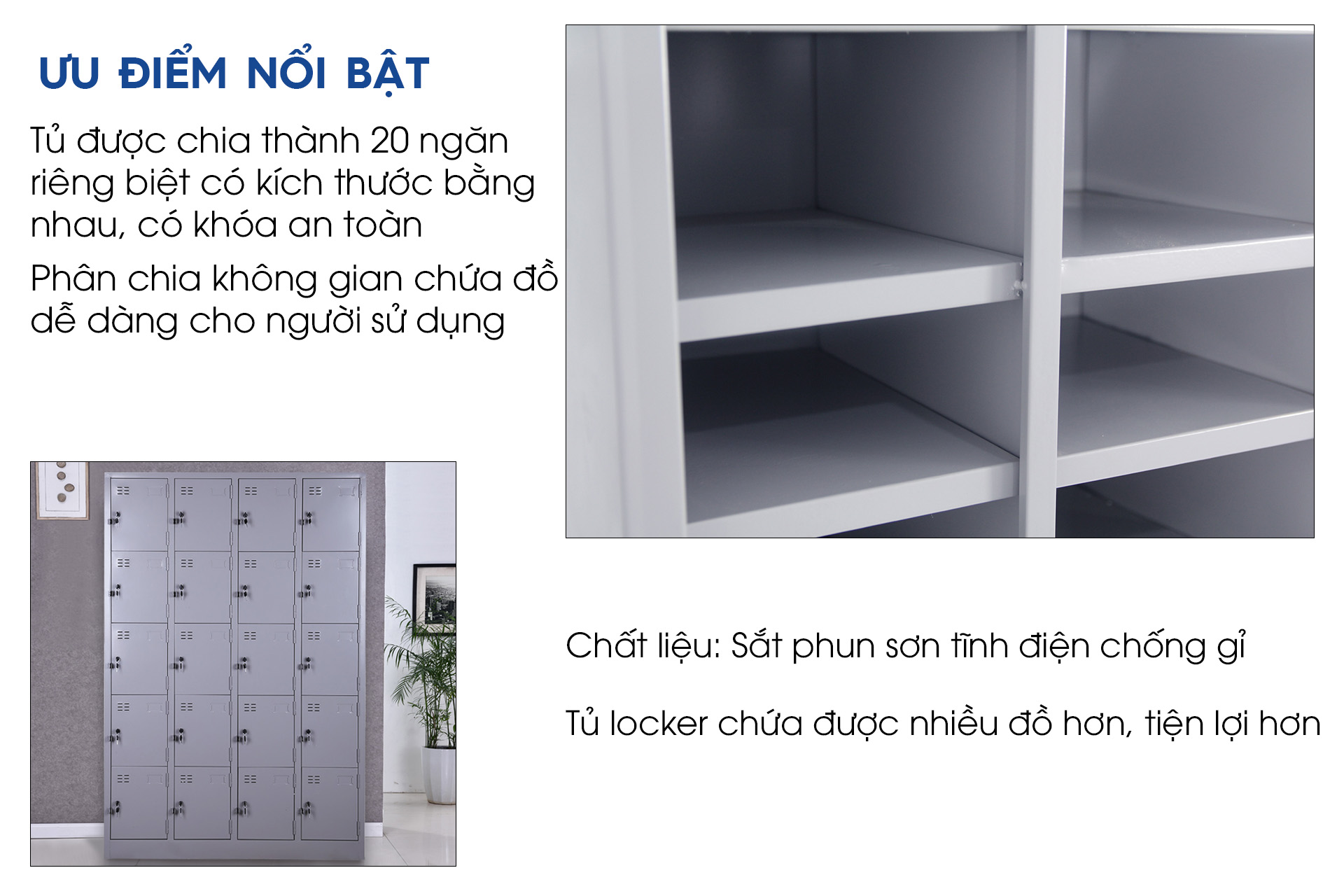 Tủ đựng đồ sắt 20 ngăn thông minh SKU: TM32146 aneto.vn - Nội Thất Văn Phòng