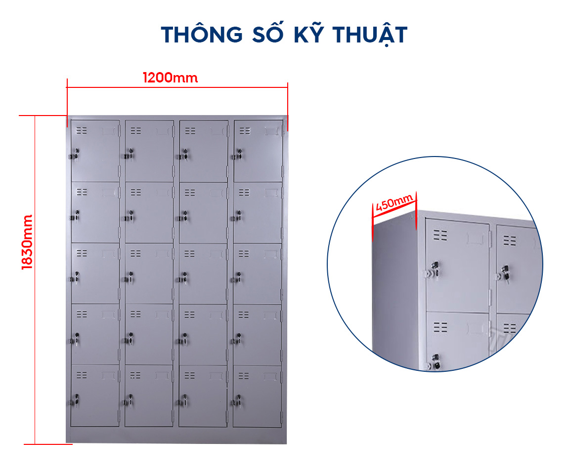 Tủ đựng đồ sắt 20 ngăn thông minh SKU: TM32146 aneto.vn - Nội Thất Văn Phòng