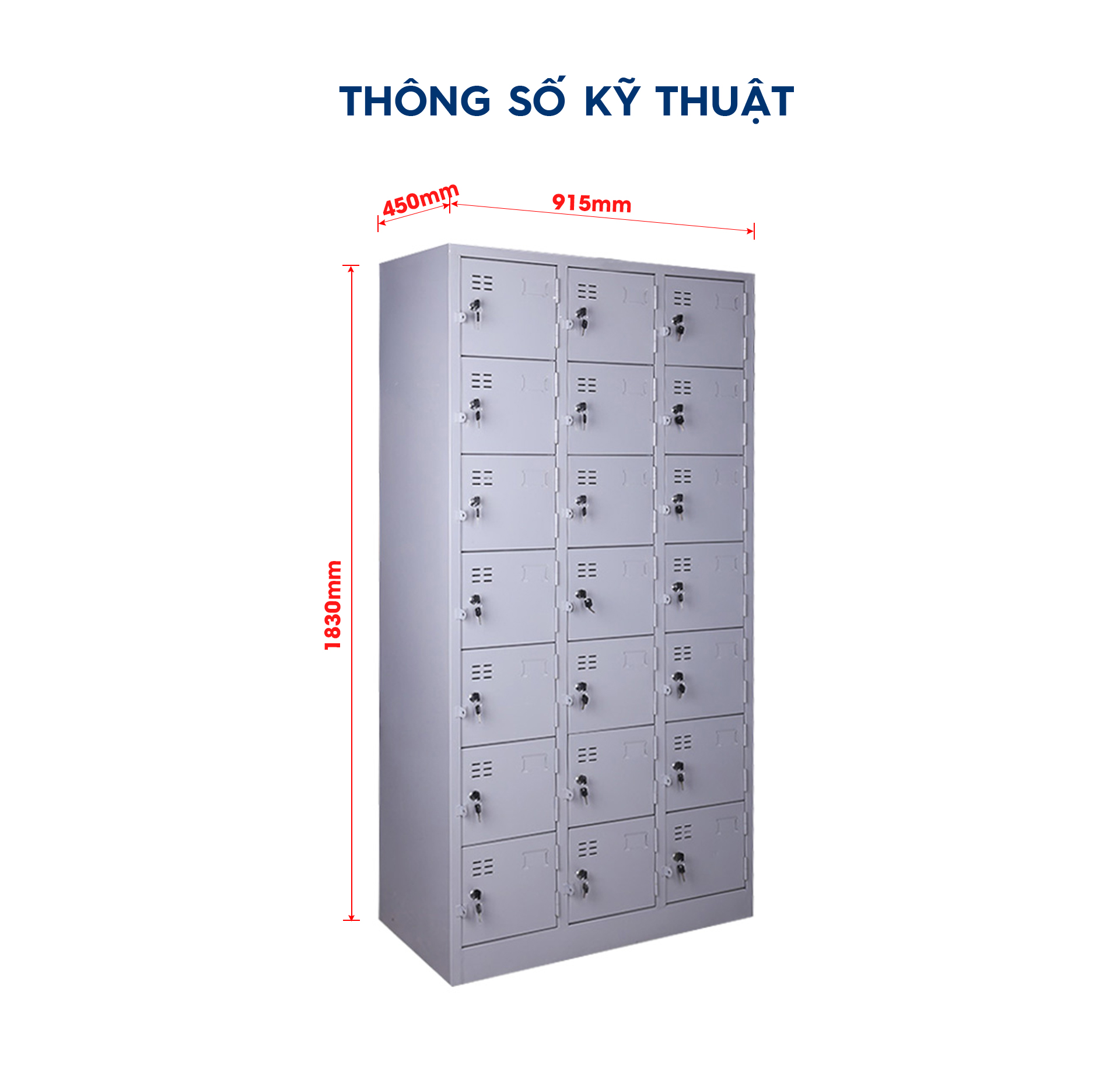 Tủ locker sắt 21 ngăn cao cấp TM32143 aneto.vn - Nội Thất Văn Phòng