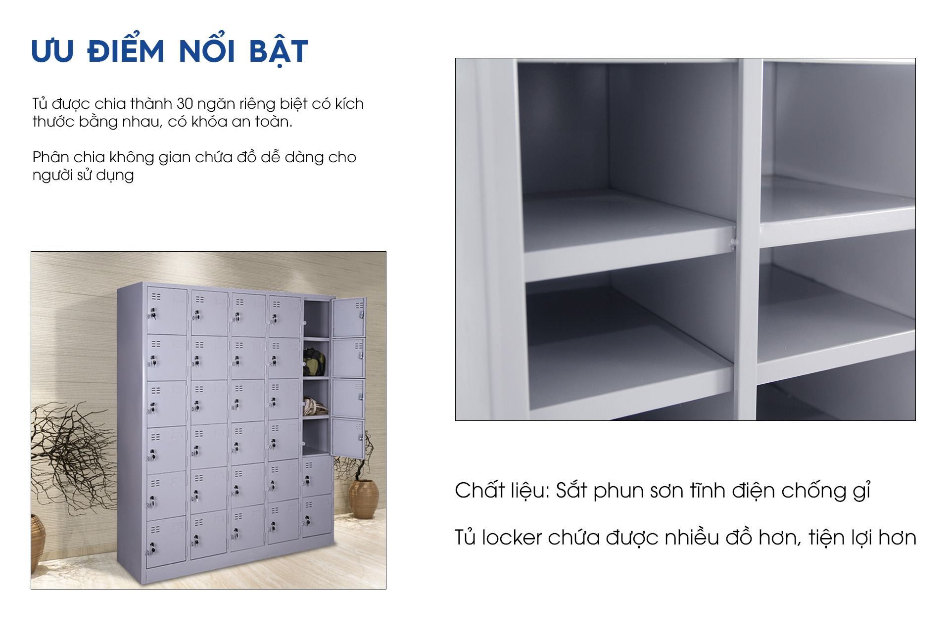 Tủ Locker Văn Phòng 30 Ngăn TM32137 aneto.vn - Nội Thất Văn Phòng