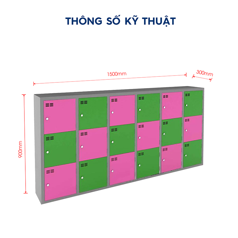 Tủ Đựng Đồ Sắt Cao Cấp 18 Ngăn Thép Tĩnh Điện - TN32217 aneto.vn - Nội Thất Văn Phòng