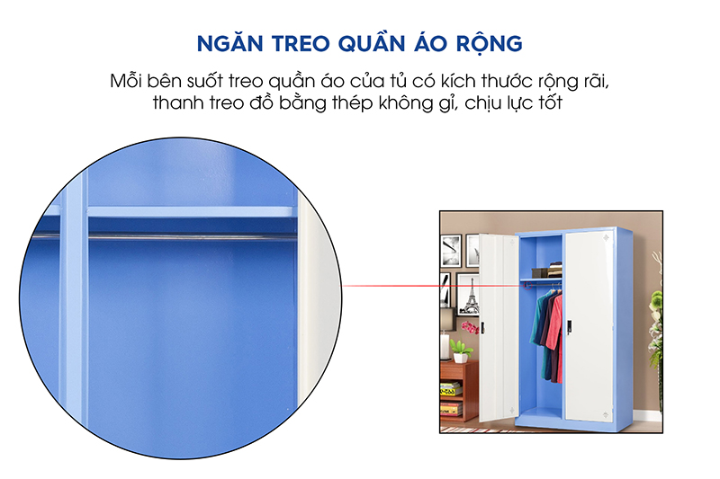 Tủ Sắt Đựng Quần Áo Cao Cấp 1830mm (TC32349) aneto.vn - Nội Thất Văn Phòng