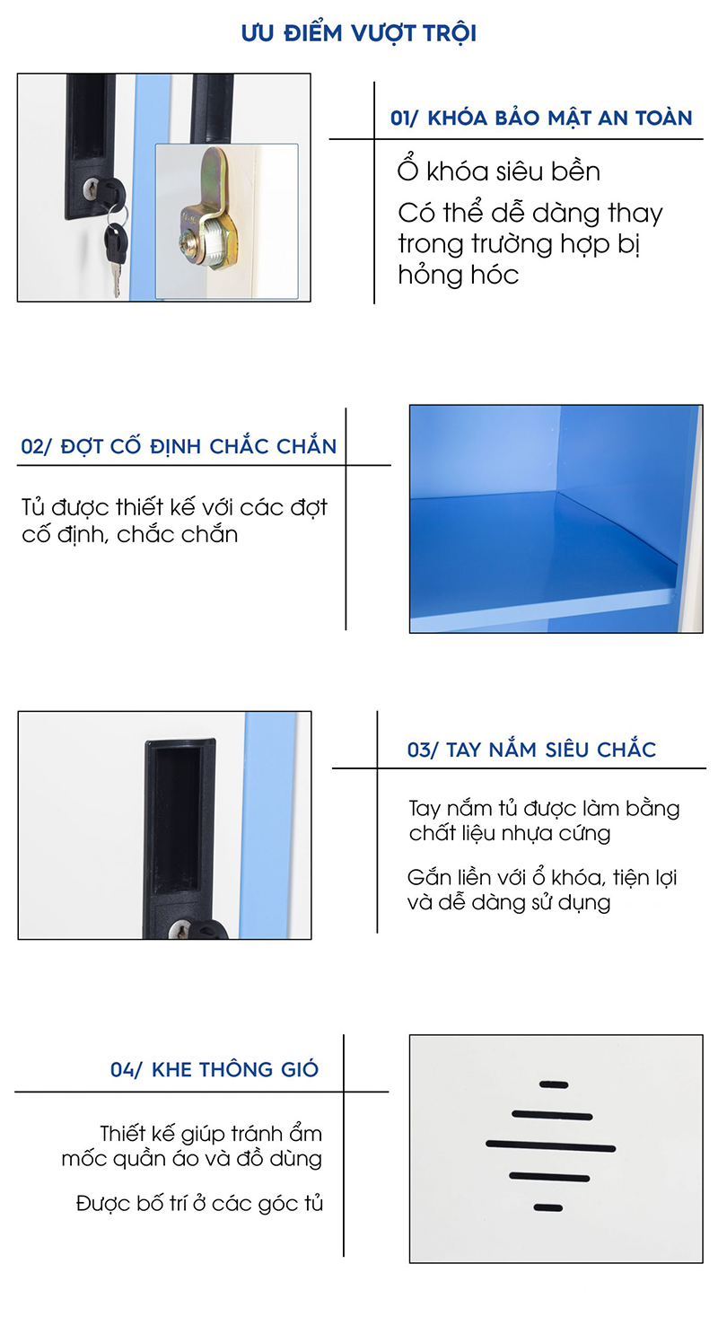 Tủ Sắt Đựng Quần Áo Cao Cấp 1830mm (TC32349) aneto.vn - Nội Thất Văn Phòng