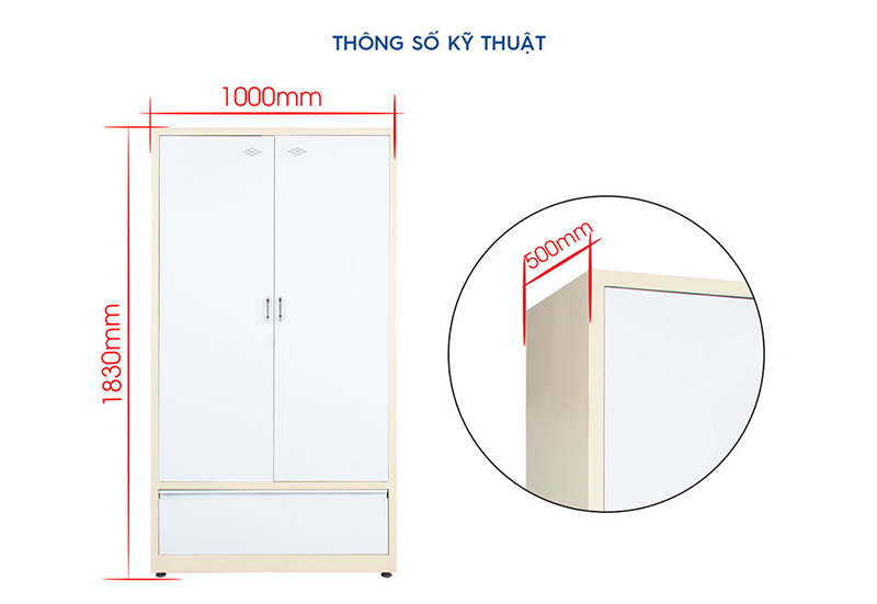 Tủ sắt bền đẹp W1000 x D500 x H1830 mm (TC32343) aneto.vn - Nội Thất Văn Phòng