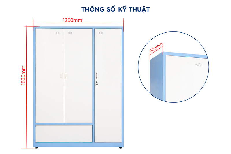 Tủ Quần Áo Sắt Son Tĩnh Điện TC32330 aneto.vn - Nội Thất Văn Phòng