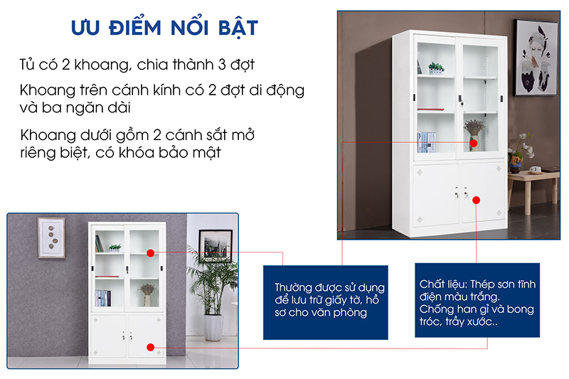 Tủ Sắt Tài Liệu Cánh Lùa Đa Năng TD32308 aneto.vn - Nội Thất Văn Phòng