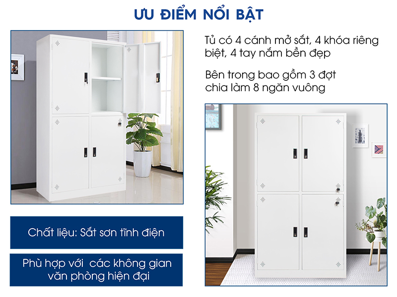 Tủ tài liệu sắt 4 cánh SKU TD32270 TL04-T cao cấp aneto.vn - Nội Thất Văn Phòng