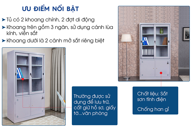 Tủ tài liệu trượt TL01L aneto.vn - Nội Thất Văn Phòng