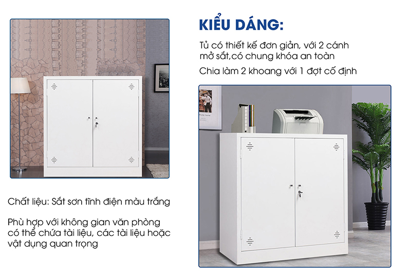 Tủ tài liệu sắt hai cánh nhỏ gọn - TD32264 aneto.vn - Nội Thất Văn Phòng