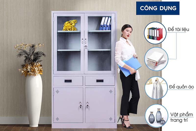 Tủ tài liệu cánh kính TL01K aneto.vn - Nội Thất Văn Phòng