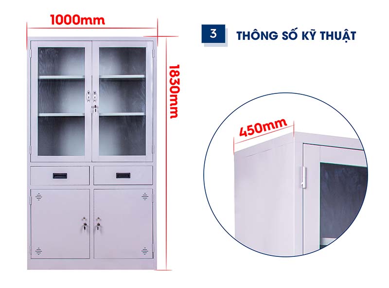 Tủ tài liệu cánh kính TL01K aneto.vn - Nội Thất Văn Phòng