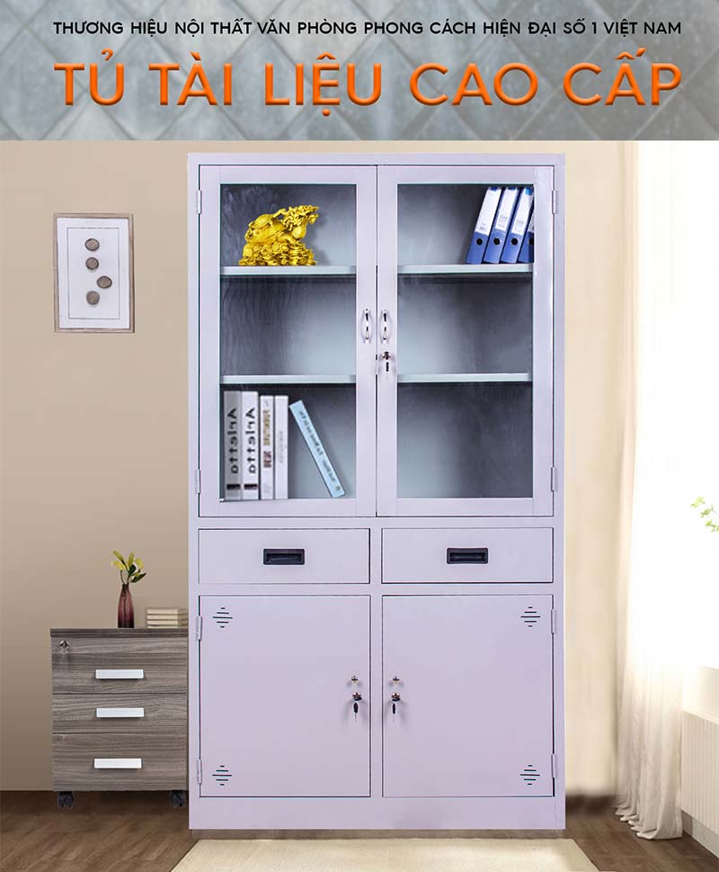 Tủ tài liệu cánh kính TL01K aneto.vn - Nội Thất Văn Phòng