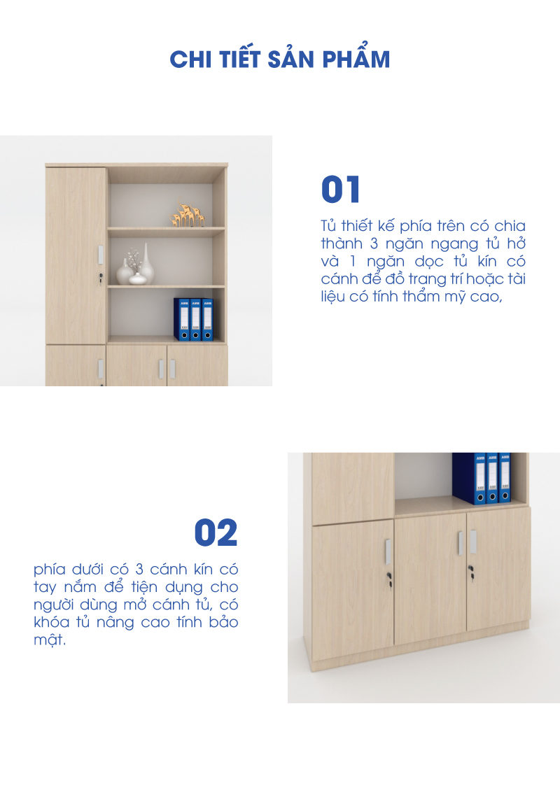 Tủ tài liệu gỗ MDF cao cấp Classic CL200 aneto.vn - Nội Thất Văn Phòng