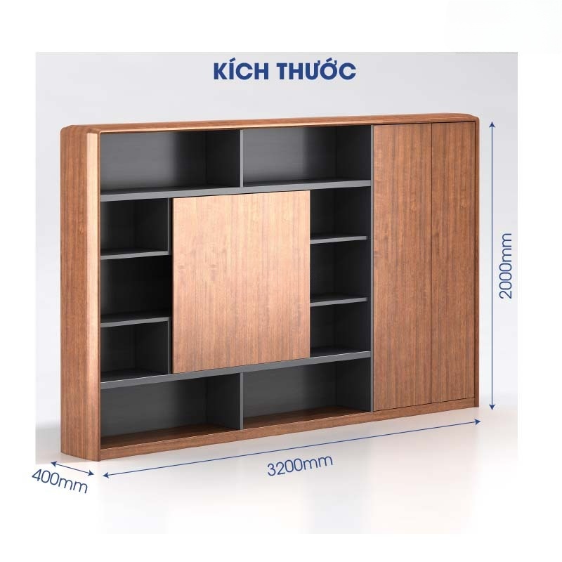 Tủ lãnh đạo veneer gỗ óc chó N-C36 - DD33076 aneto.vn - Nội Thất Văn Phòng