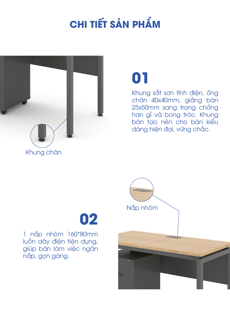 Bàn Làm Việc Hiện Đại 1m2 ANETO WK33810 aneto.vn - Nội Thất Văn Phòng