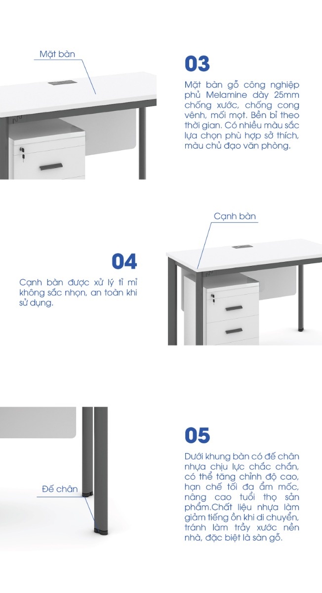 Bàn làm việc văn phòng 1m2 WK34108 aneto.vn - Nội Thất Văn Phòng