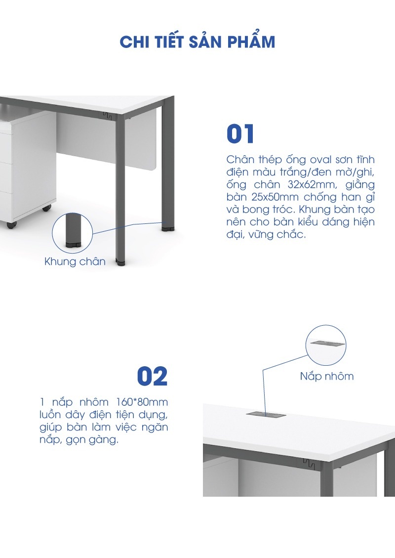 Bàn làm việc văn phòng 1m2 WK34108 aneto.vn - Nội Thất Văn Phòng