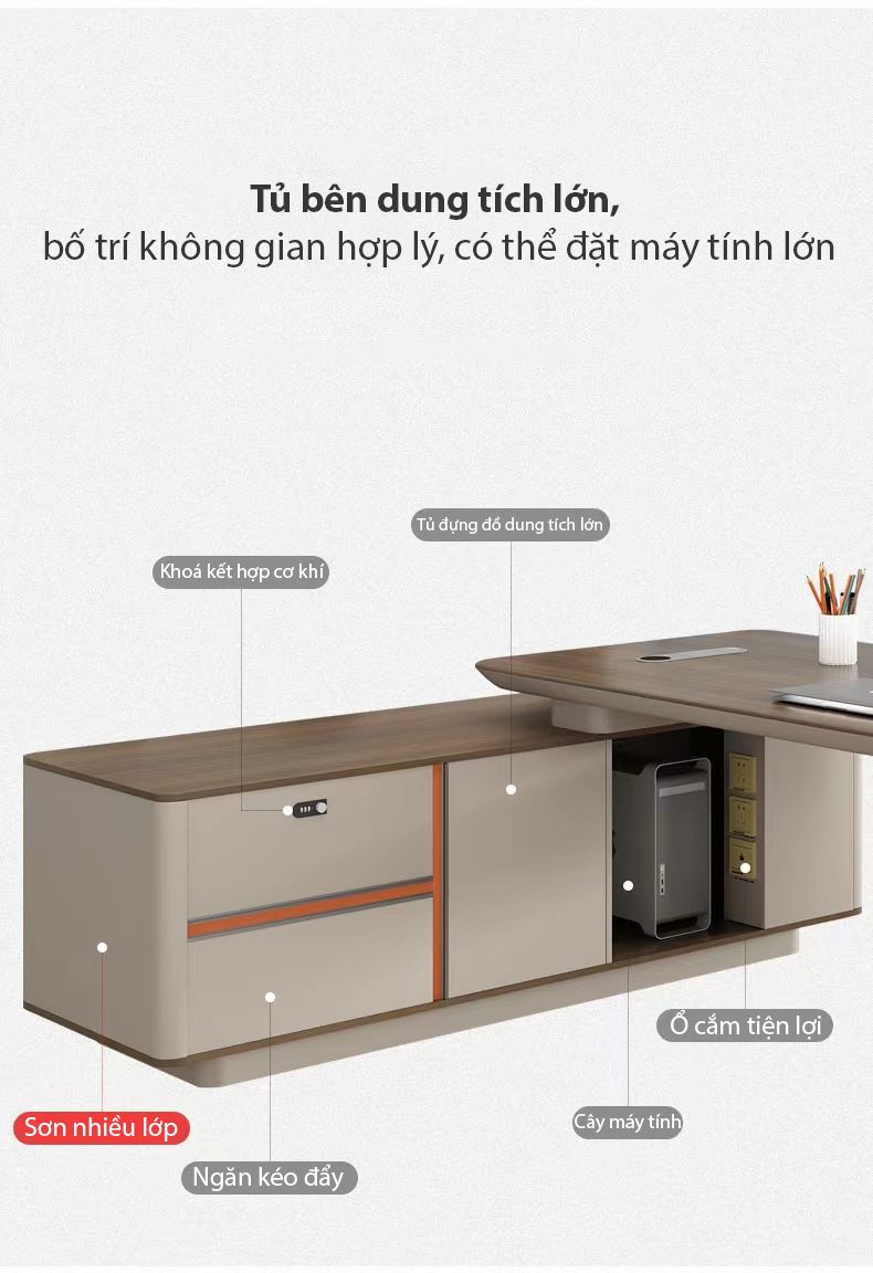Bàn giám đốc nhập khẩu cao cấp 2m PD35920 aneto.vn - Nội Thất Văn Phòng