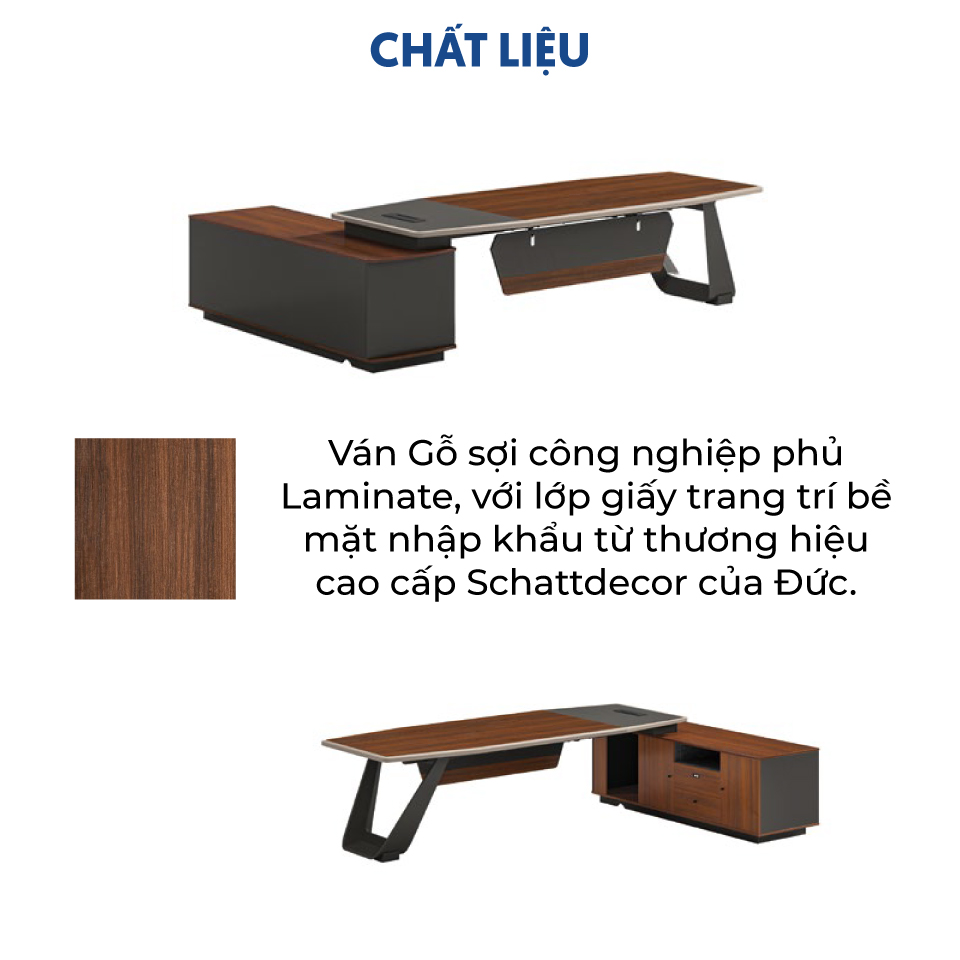 Bàn giám đốc cao cấp 3m PD35682 aneto.vn - Nội Thất Văn Phòng
